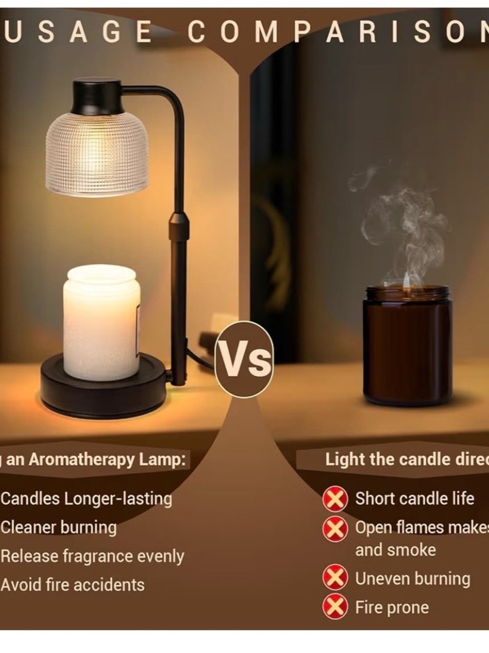 Adjustable Candle Warmer Lamp with Frosted Textured Shade - Picture 4 of 4